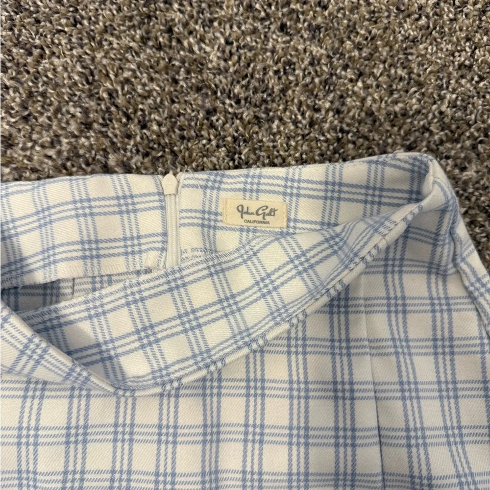 Elegant Blue and White Checkered Pencil‎ Skirt